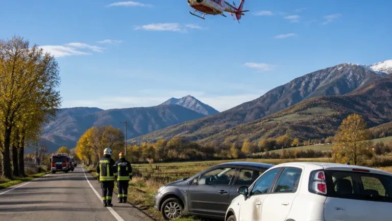 Castellamonte, l’elicottero Drago interviene dopo lo scontro tra due auto